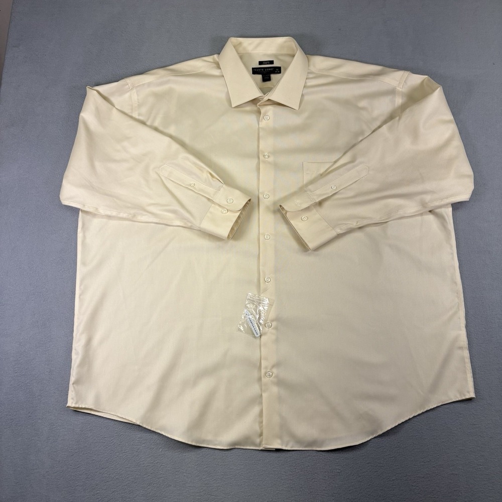 Pronto Uomo Mens Dress Shirt 20 34/35 Classic Fit Non Iron Cotton Cream NWT